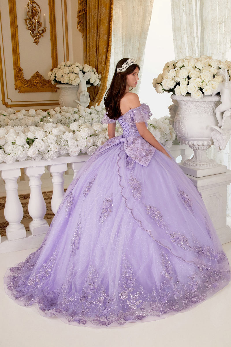 FLORAL OFF THE SHOULDER QUINCE BALL GOWN
