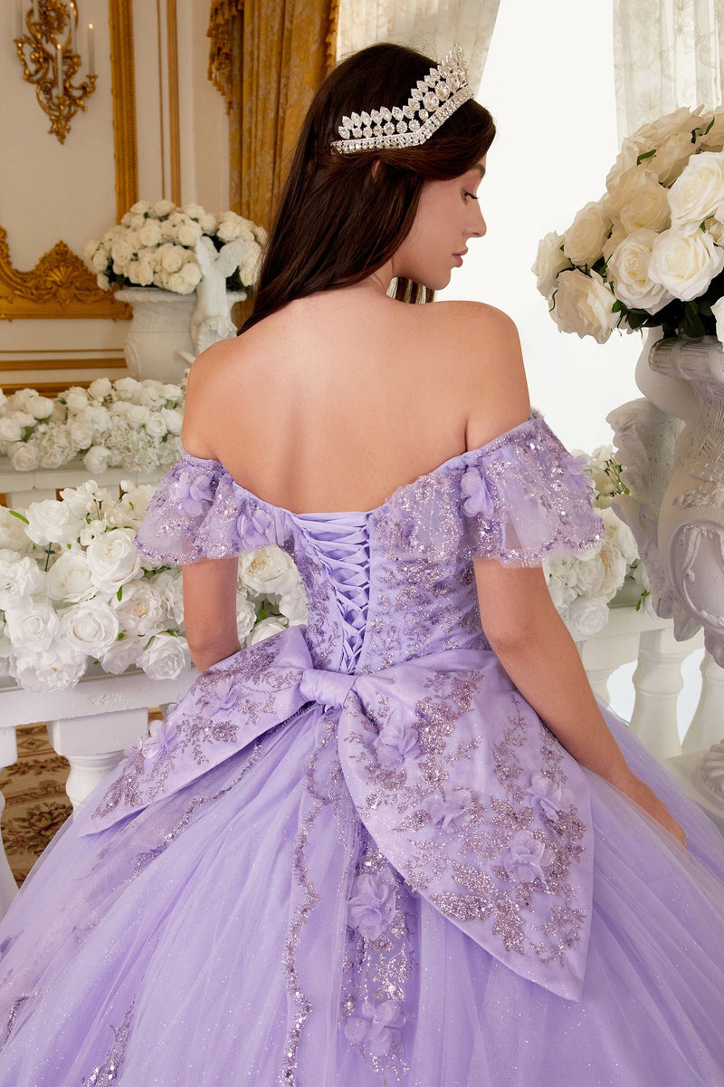 FLORAL OFF THE SHOULDER QUINCE BALL GOWN