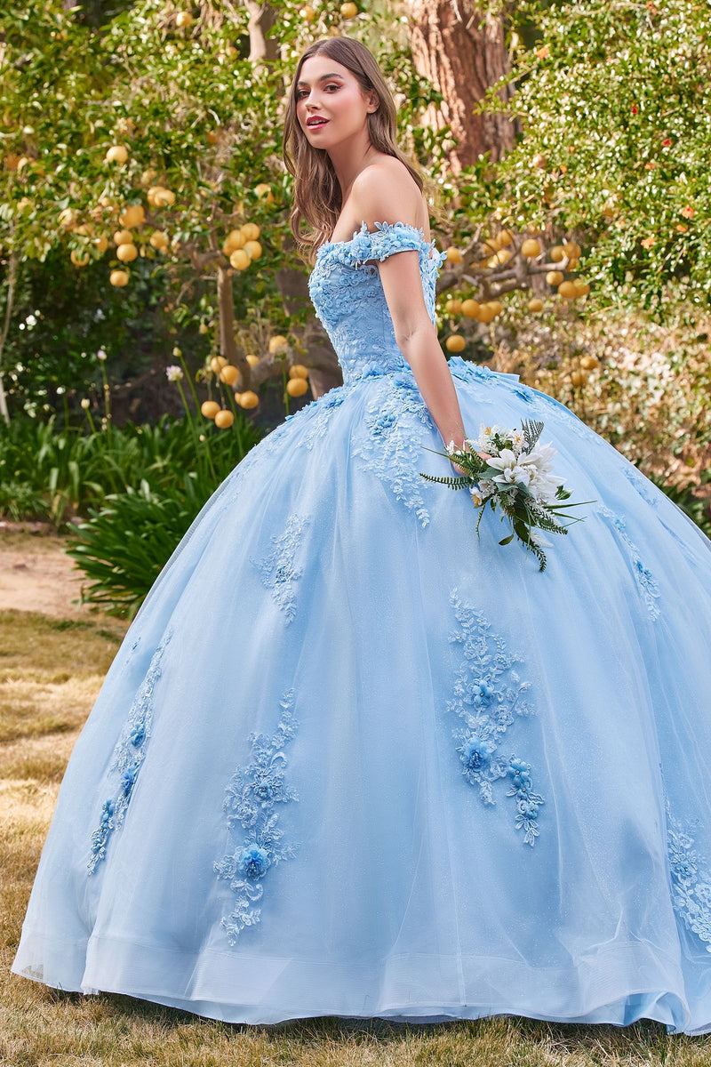 OFF THE SHOULDER FLORAL QUINCE BALL GOWN
