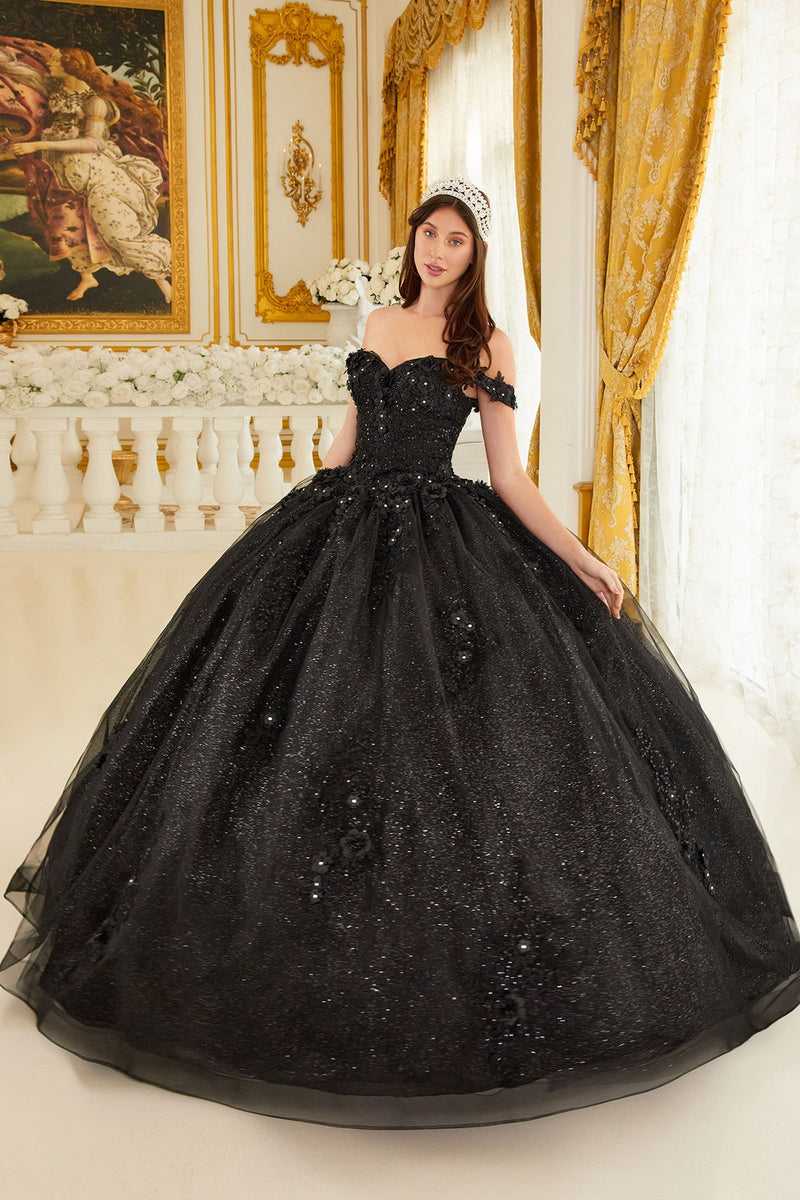 OFF THE SHOULDER FLORAL QUINCE BALL GOWN