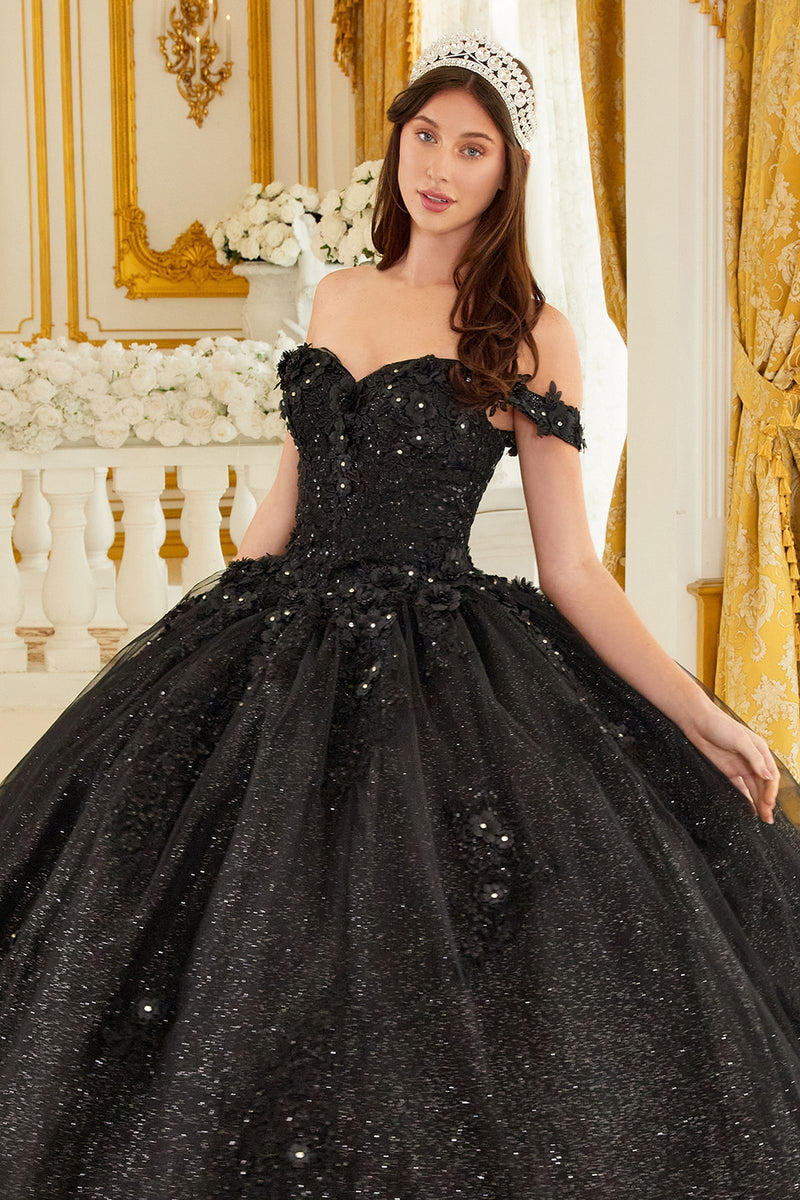 OFF THE SHOULDER FLORAL QUINCE BALL GOWN