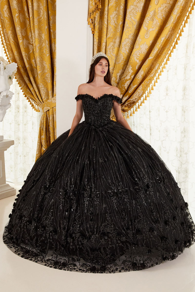OFF THE SHOULDER QIUNCEANERA FLORAL BALL GOWN