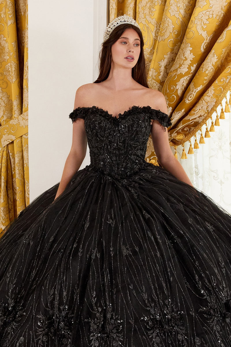 OFF THE SHOULDER QIUNCEANERA FLORAL BALL GOWN
