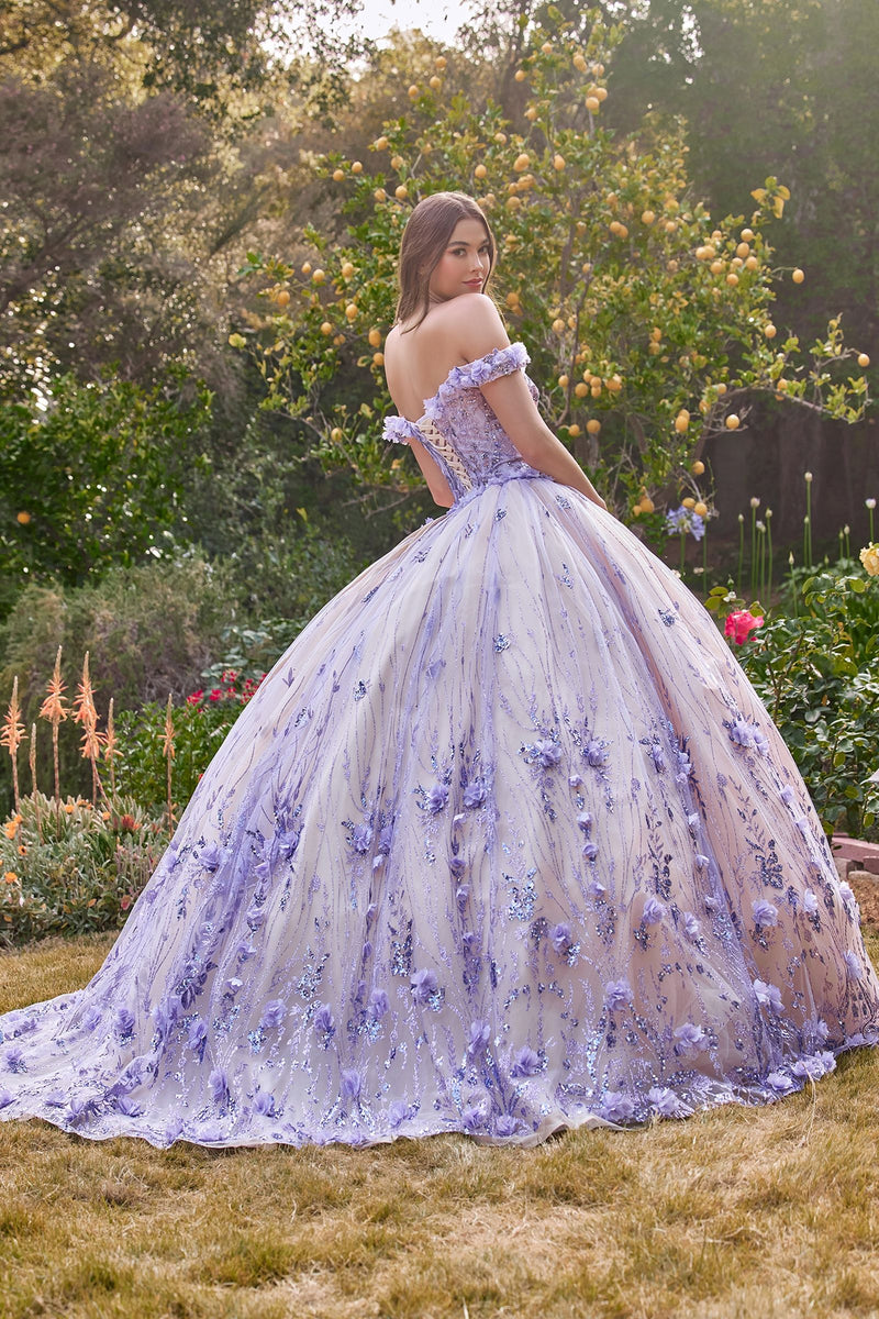 OFF THE SHOULDER QIUNCEANERA FLORAL BALL GOWN