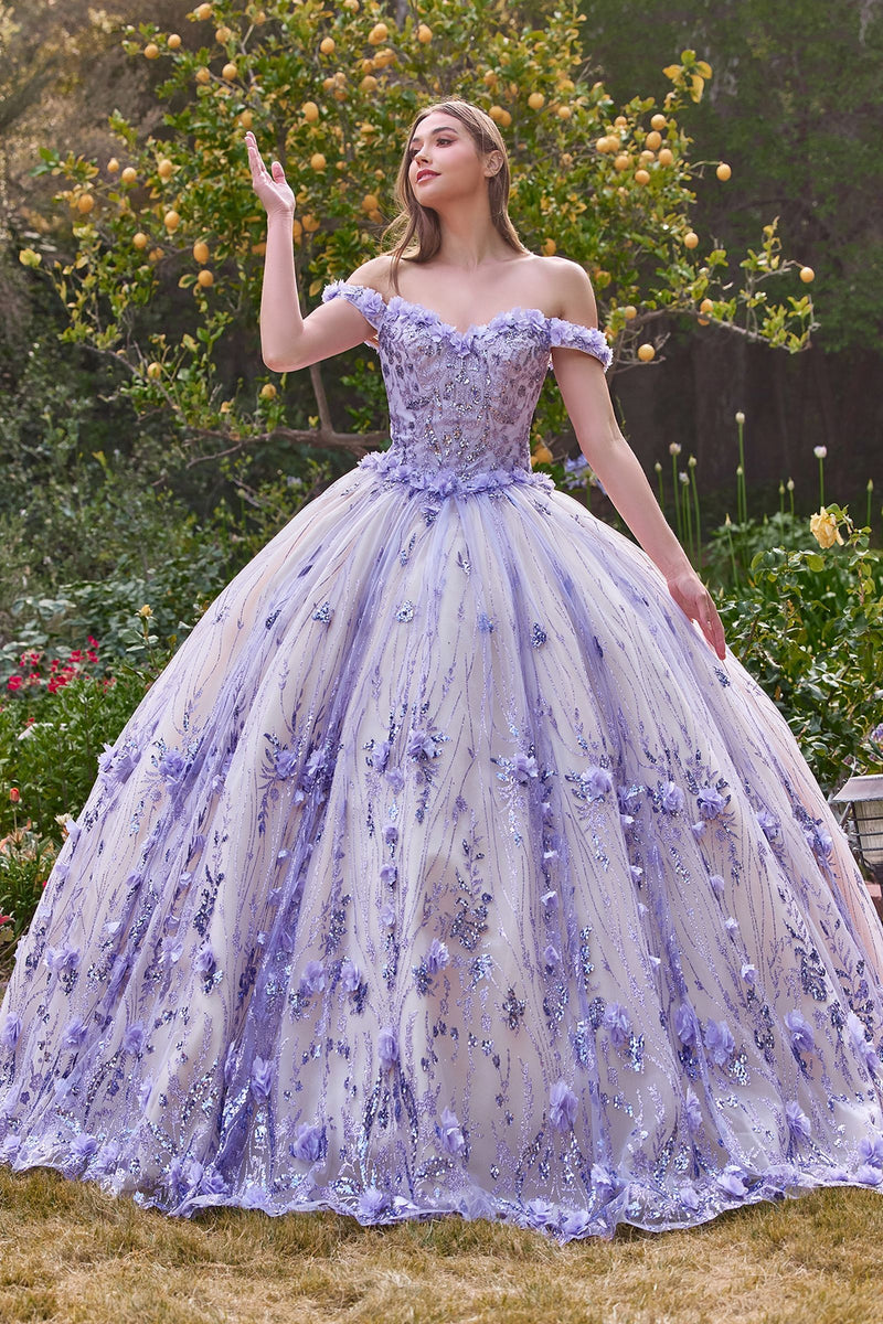 OFF THE SHOULDER QIUNCEANERA FLORAL BALL GOWN