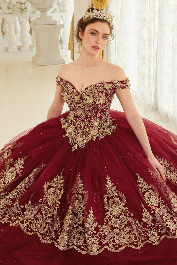 LAYERED LACE QUINCEANERA BALL GOWN