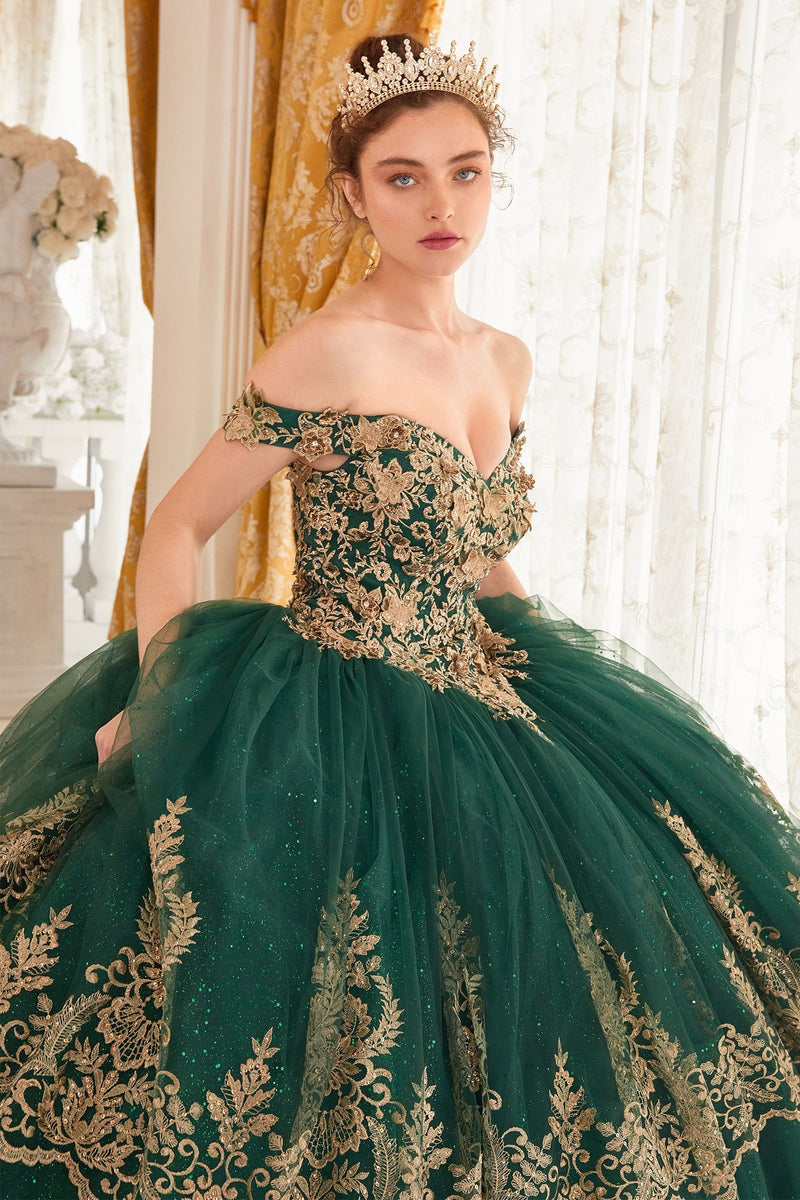 LAYERED LACE QUINCEANERA BALL GOWN