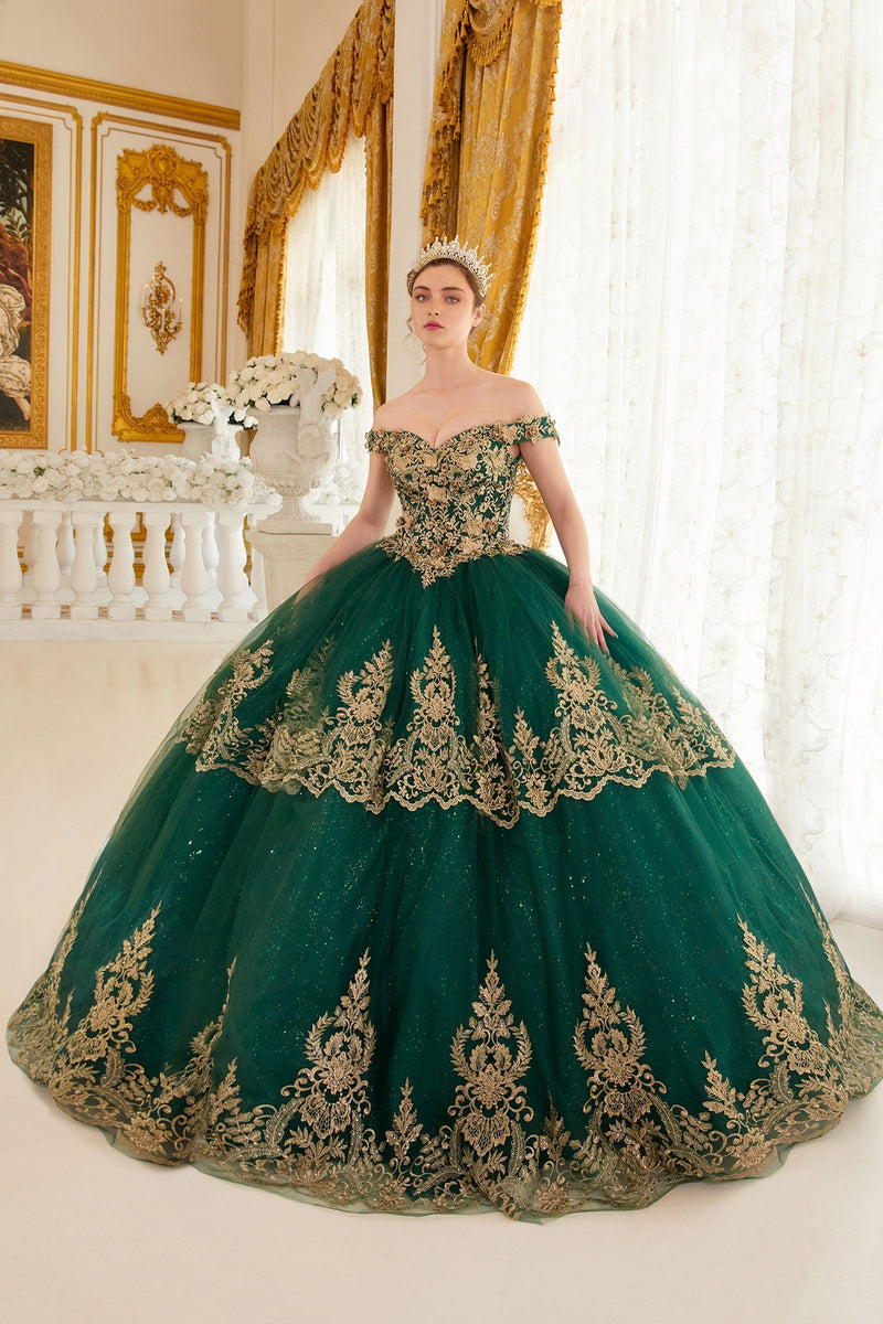 LAYERED LACE QUINCEANERA BALL GOWN