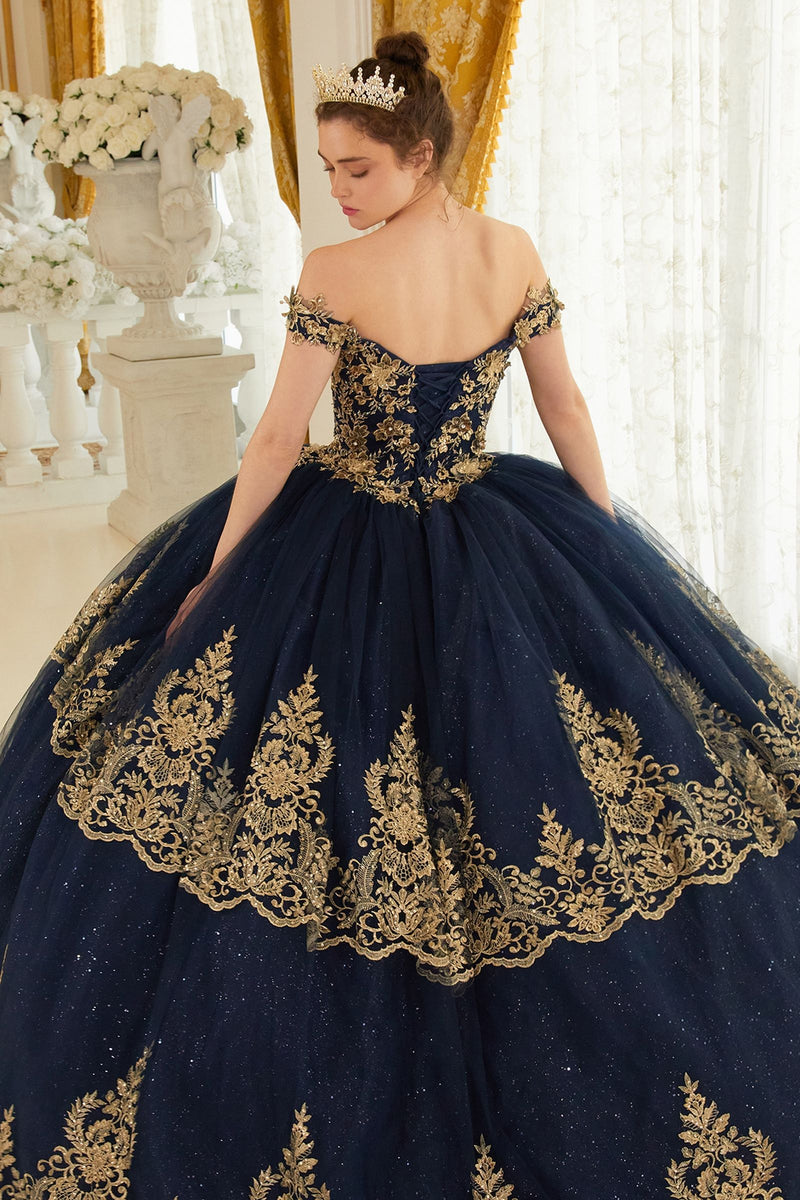 LAYERED LACE QUINCEANERA BALL GOWN