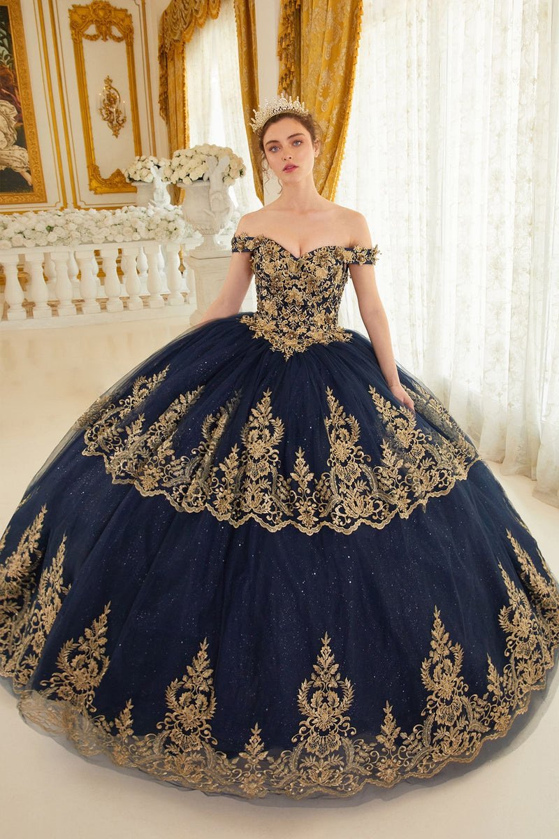 LAYERED LACE QUINCEANERA BALL GOWN