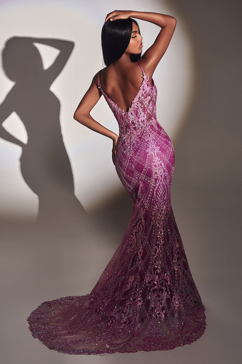 FITTED GLITTER MERMAID GOWN