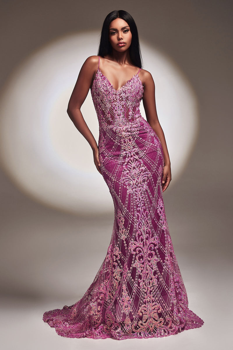 FITTED GLITTER MERMAID GOWN