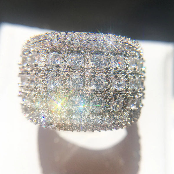 Sterling Silver Color Big Band Ring