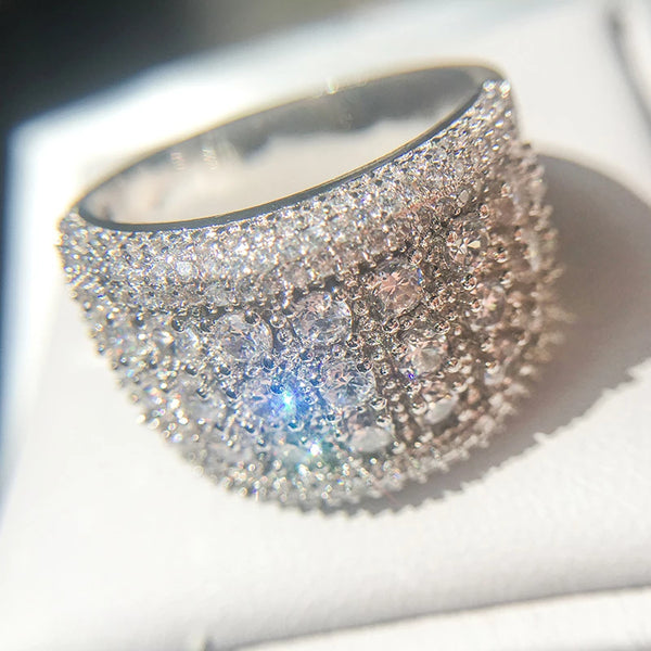 Sterling Silver Color Big Band Ring