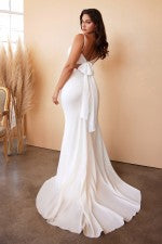TIE-BACK SASH CHARMEUSE MERMAID GOWN