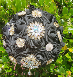 Black and Gold Brooch Wedding Bouquet