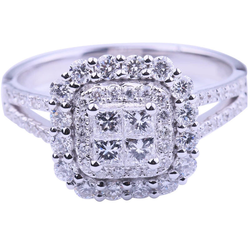 Huitan Gorgeous Square Shape Women Ring Full Bling Iced Out Micro Pave Crystal Zircon Dazzling Bridal Ring Wedding Engage Ring