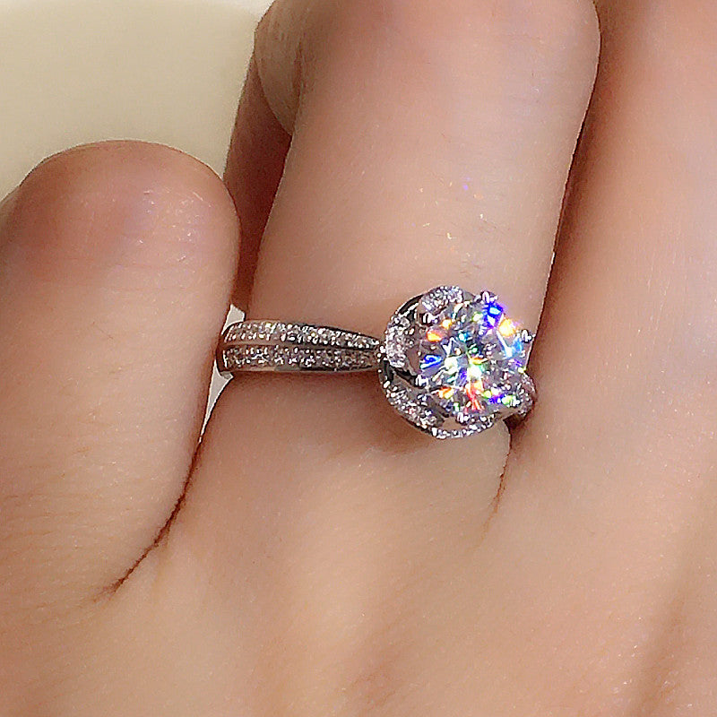 Huitan Trend Eternity Wedding Rings for Women Brilliant CZ Temperament Elegant Marriage Engagement Accessories Classic Jewelry