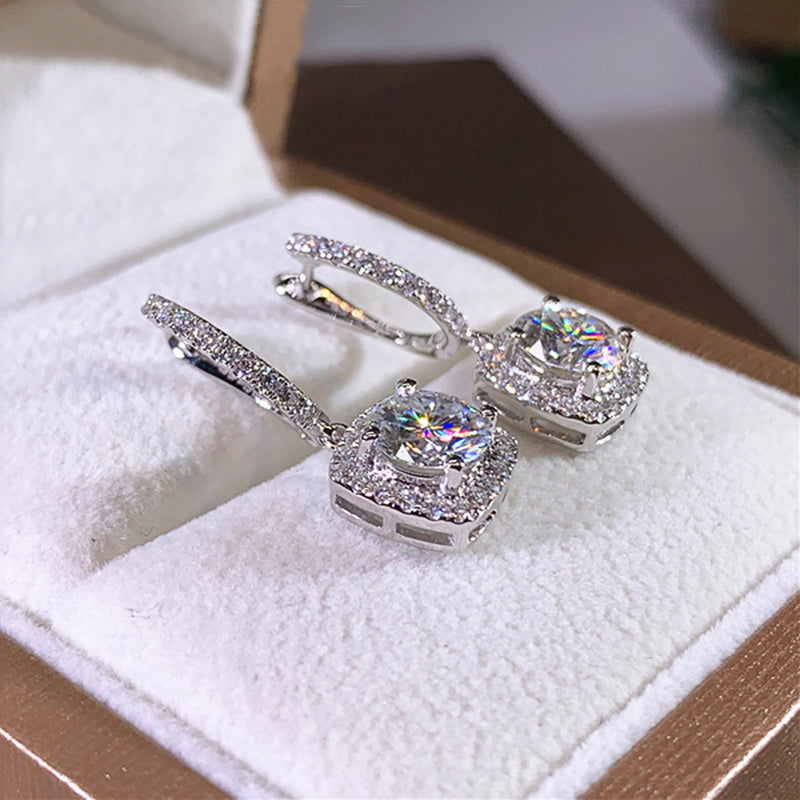 Huitan New Trendy Square Shape Drop Earrings Brilliant Bridal Engagement Wedding Jewelry Elegant Female Dangle Earring Fine Gift