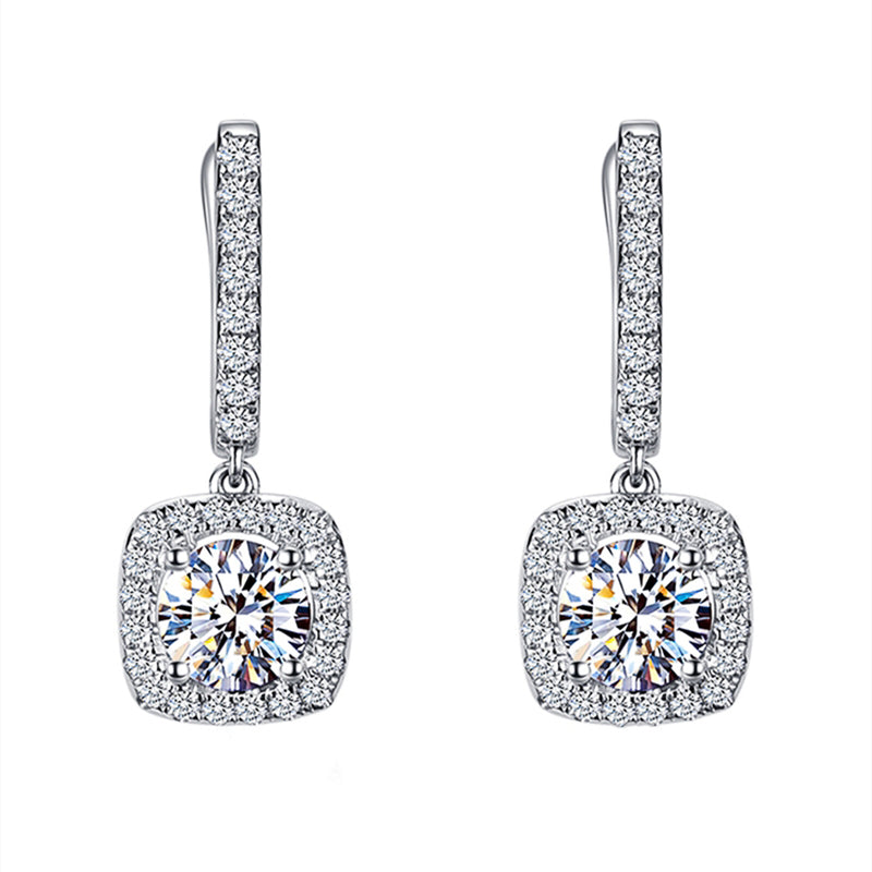 Huitan New Trendy Square Shape Drop Earrings Brilliant Bridal Engagement Wedding Jewelry Elegant Female Dangle Earring Fine Gift