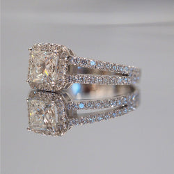 Huitan Classic Simple Design Wedding Engagement Rings for Women Mosaic Square Crystal Cubic Zirconia Brilliant Luxury Jewelry
