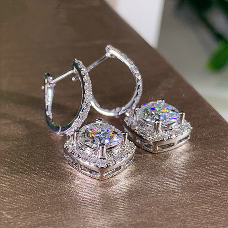Huitan New Trendy Square Shape Drop Earrings Brilliant Bridal Engagement Wedding Jewelry Elegant Female Dangle Earring Fine Gift