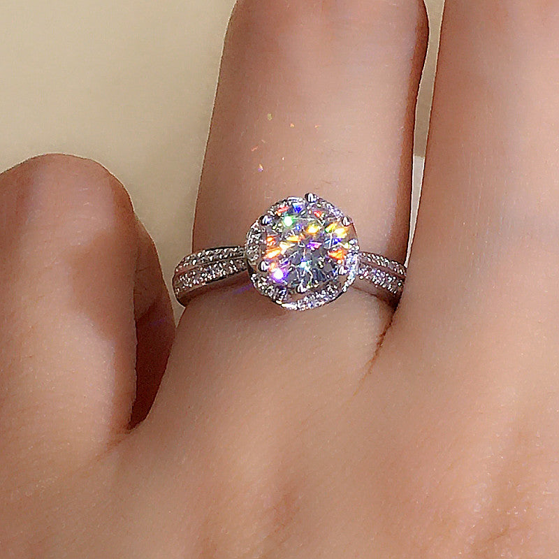 Huitan Trend Eternity Wedding Rings for Women Brilliant CZ Temperament Elegant Marriage Engagement Accessories Classic Jewelry