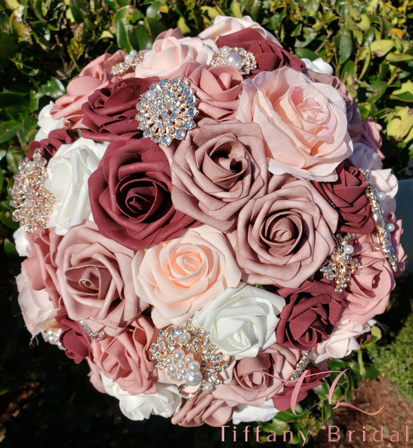 Dusty Rose Bouquet-Brooch Bouquet-Bridesmaid Bouquet Online