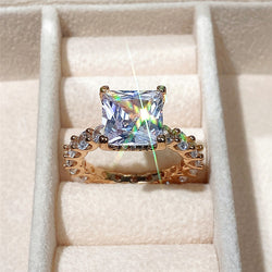 Huitan Square Cubic Zirconia Promise Wedding Rings for Women 2022 Trend Luxury Proposal Engagement Party Rings Ladies Jewelry