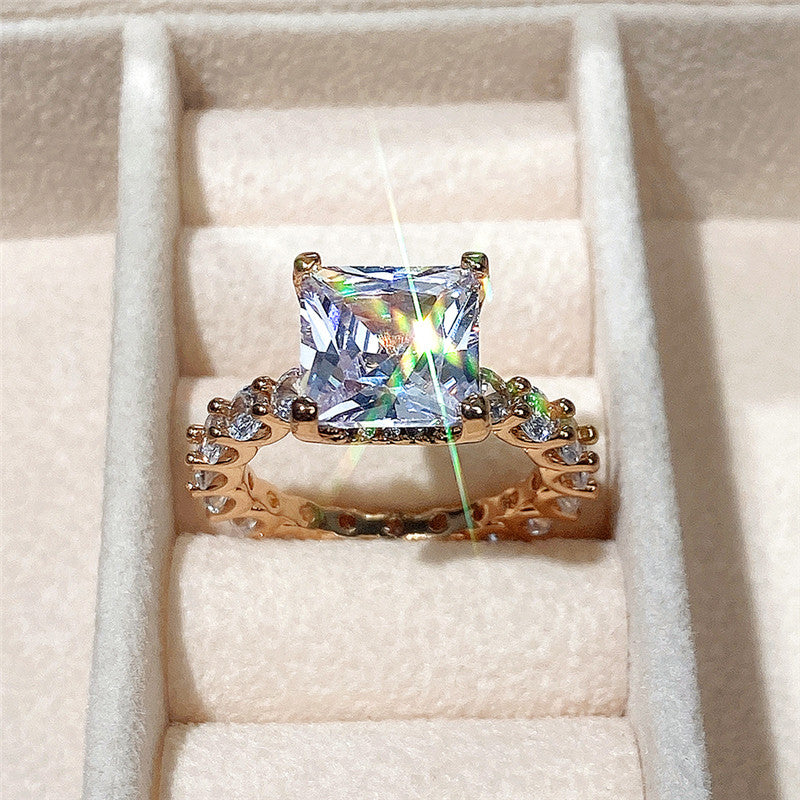 Huitan Square Cubic Zirconia Promise Wedding Rings for Women 2022 Trend Luxury Proposal Engagement Party Rings Ladies Jewelry
