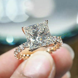 Huitan Square Cubic Zirconia Promise Wedding Rings for Women 2022 Trend Luxury Proposal Engagement Party Rings Ladies Jewelry