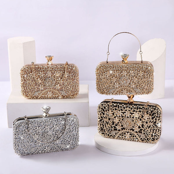 Diamond Evening Clutch Bag For Women Wedding Golden Clutch Purse Chain Shoulder Bag Small Party Handbag