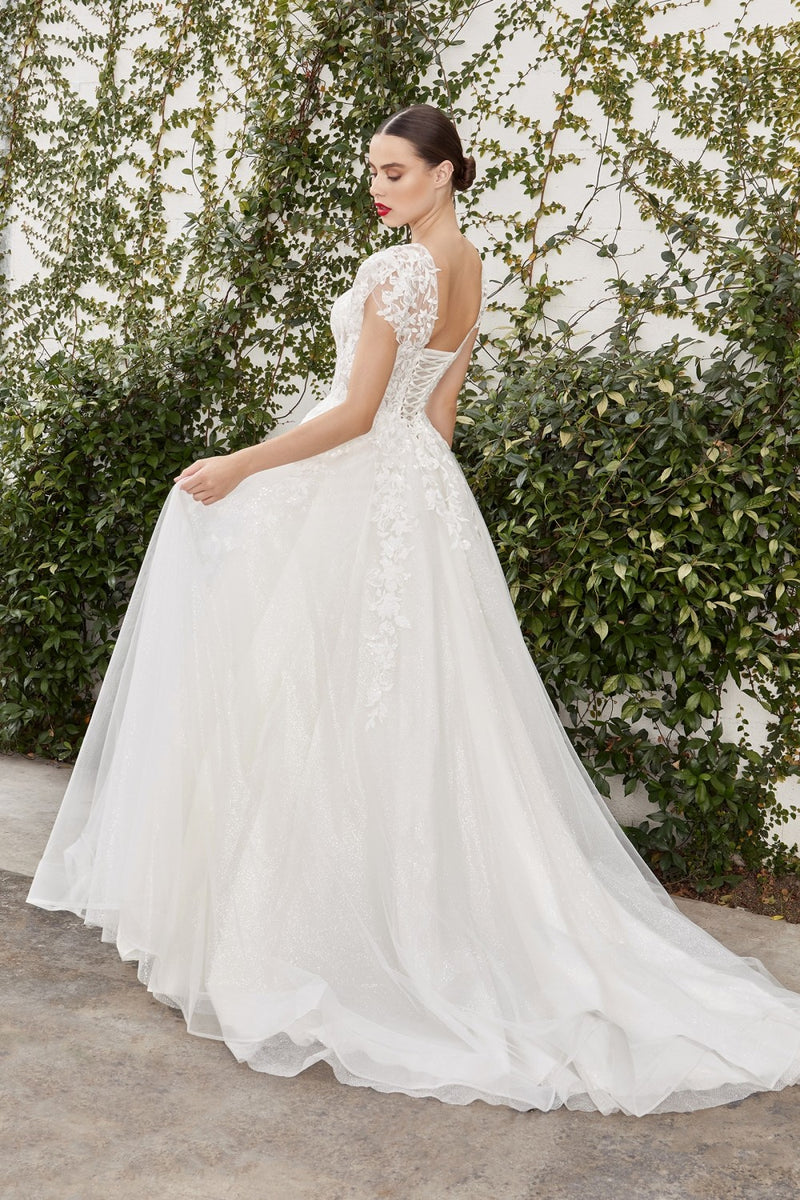 SOFIAN CAP SLEEVE LACE BALL GOWN