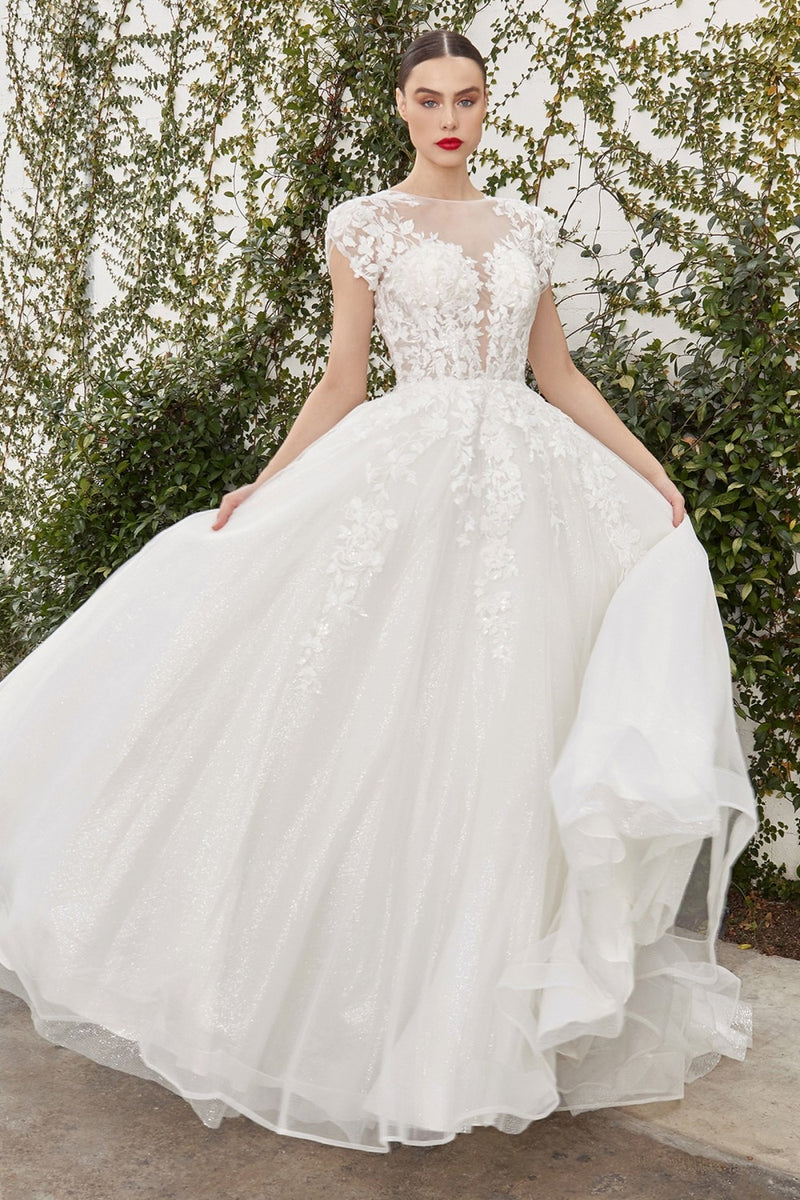 SOFIAN CAP SLEEVE LACE BALL GOWN