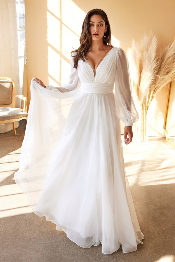 Chiffon Long Sleeve Bridal Gown