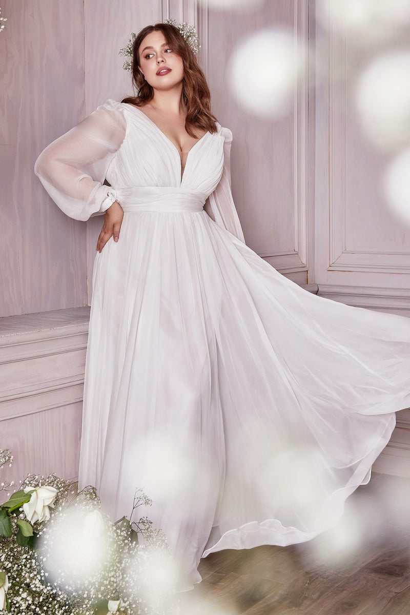Chiffon Long Sleeve Bridal Gown