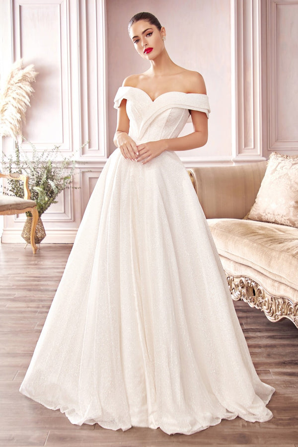 GLITTER OFF THE SHOULDER BALL GOWN
