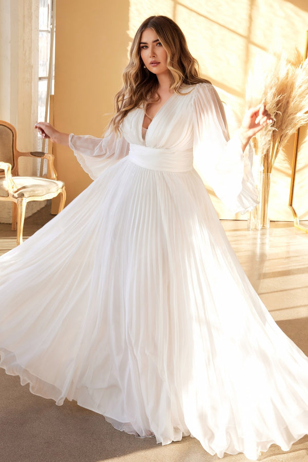 FLOWY PLEATED CHIFFON GOWN