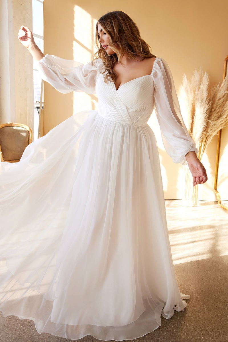 PLUS SIZE SWEETHEART SHEER SLEEVE SHIFFON DRESS