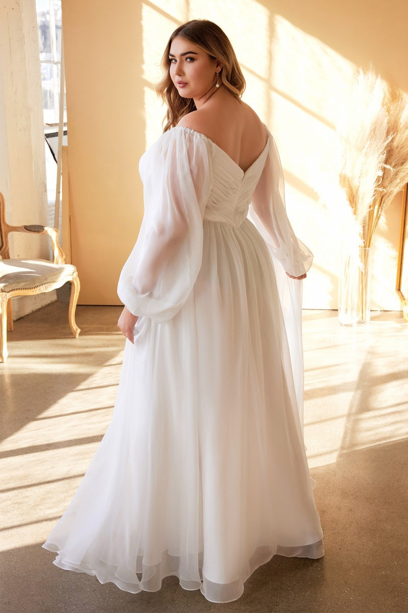 PLUS SIZE SWEETHEART SHEER SLEEVE SHIFFON DRESS