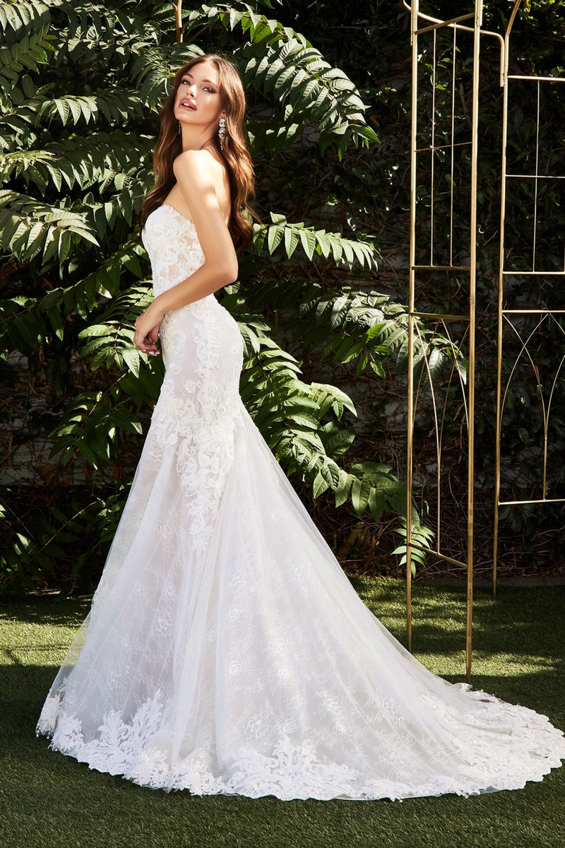 STRAPLESS LACE MERMAID GOWN BY CINDERELLA DIVINE CD928
