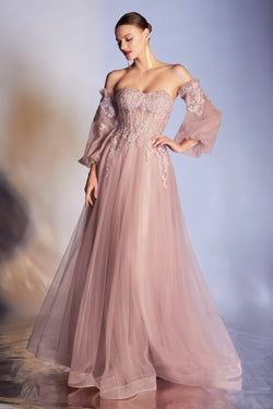 Applique Corset Gown By Cinderella Divine CD948