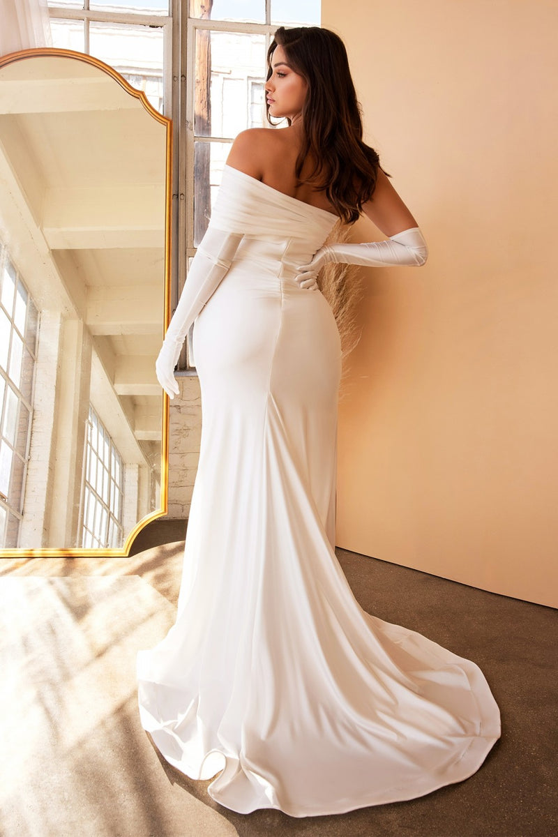 GLAMOUR GLOVE LUXE JERSEY GOWN WITH LEG SLIT