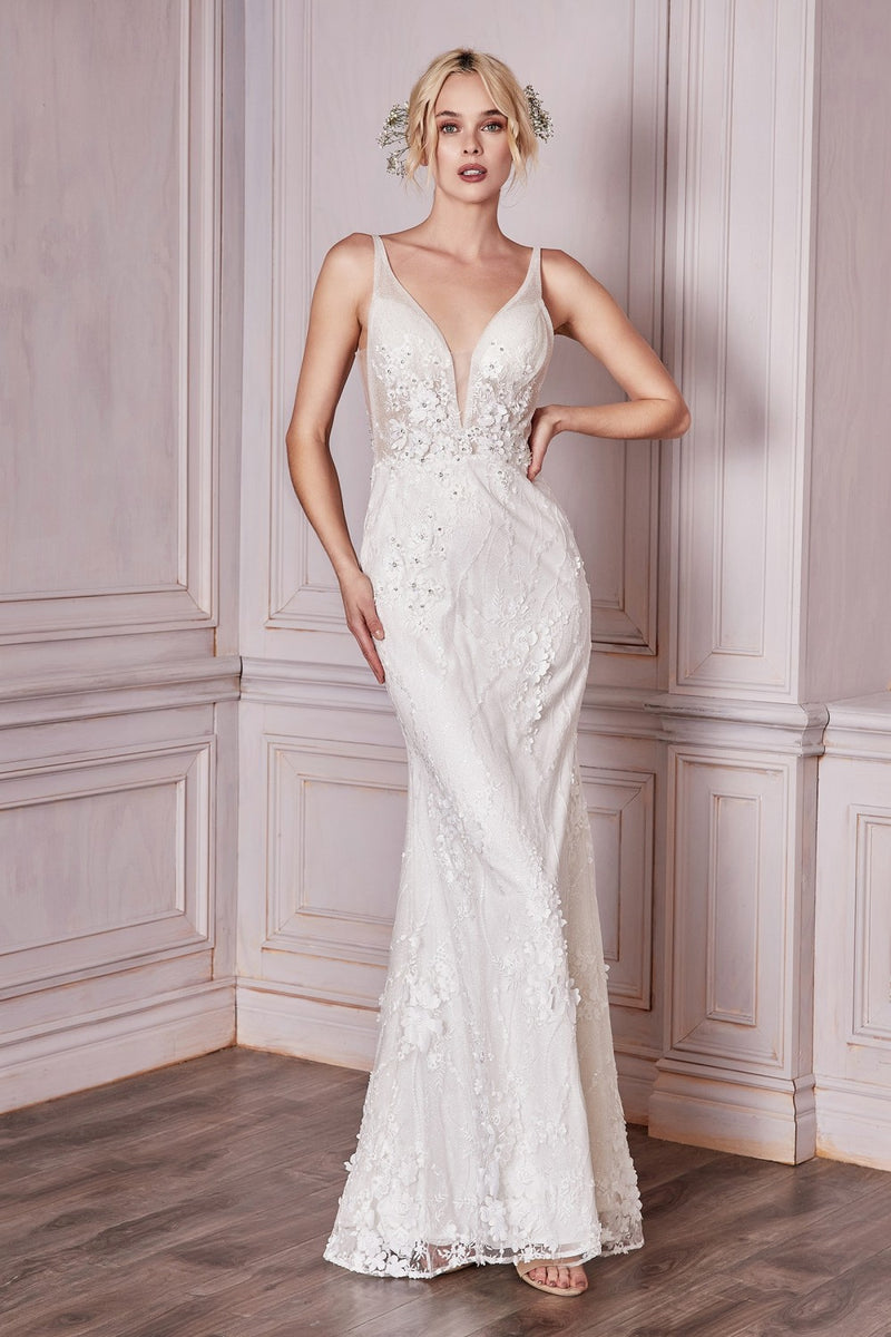 FLORAL APPLIQUE BRIDAL GOWN
