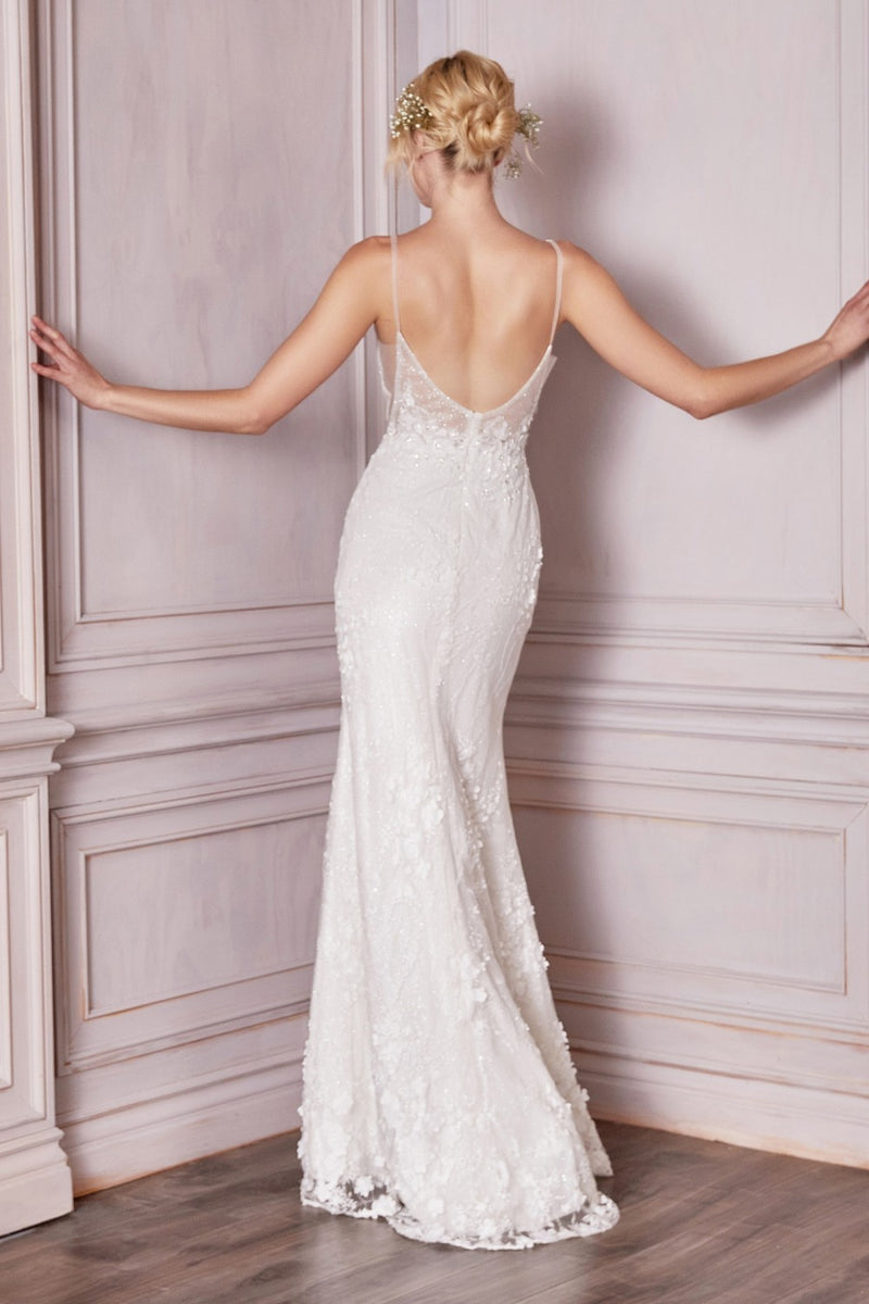 FLORAL APPLIQUE BRIDAL GOWN
