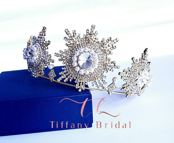 Pearl Silver Tiara Crown Bride Bridesmaid Crystal Tiara