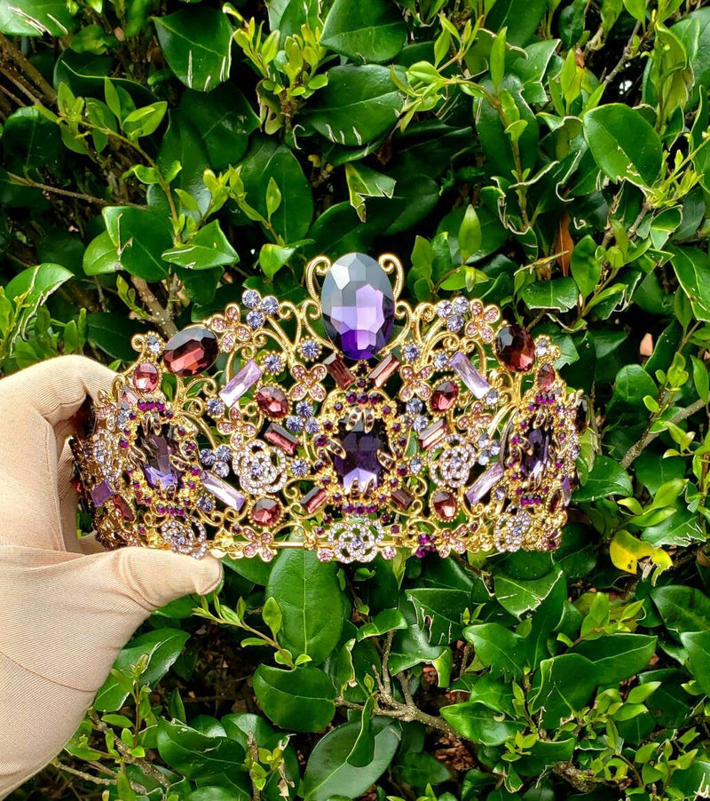 Large Purple Lavender Vintage Crown Tiara