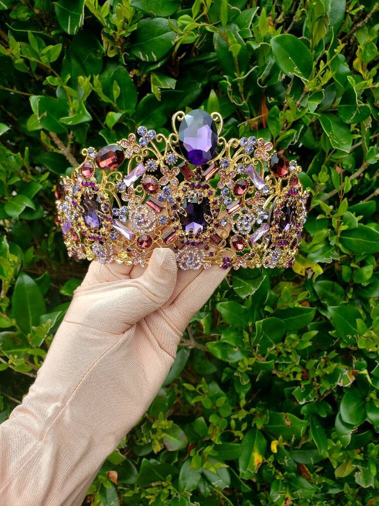 Large Purple Lavender Vintage Crown Tiara