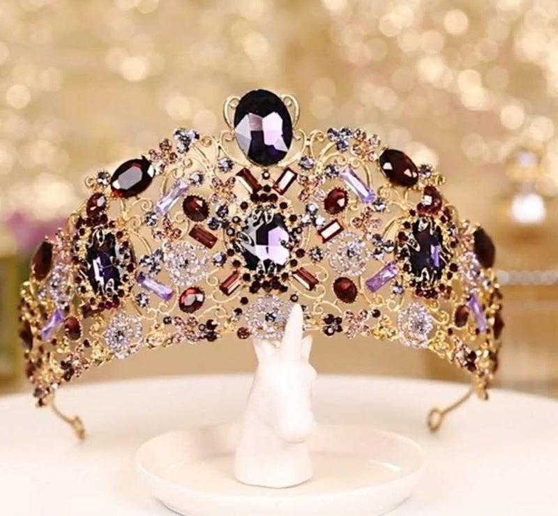 Large Purple Lavender Vintage Crown Tiara
