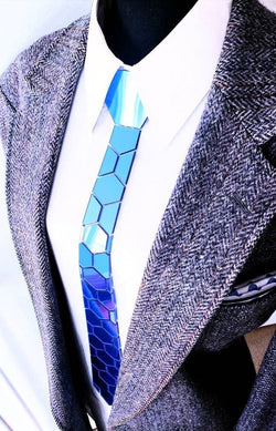 Men's Mirror Acrylic Neckties | Blue Mirror | Hexagon Blue Hexagon